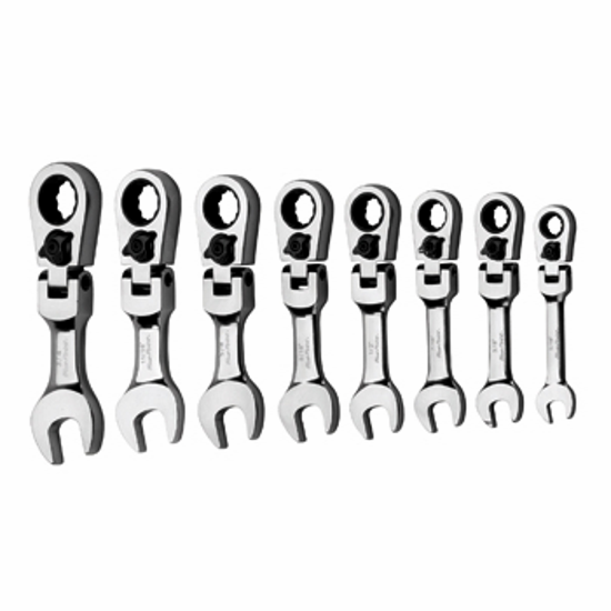 Bluepoint Wrenches Ratcheting Wrench Set, Short Flex Head, 8pcs